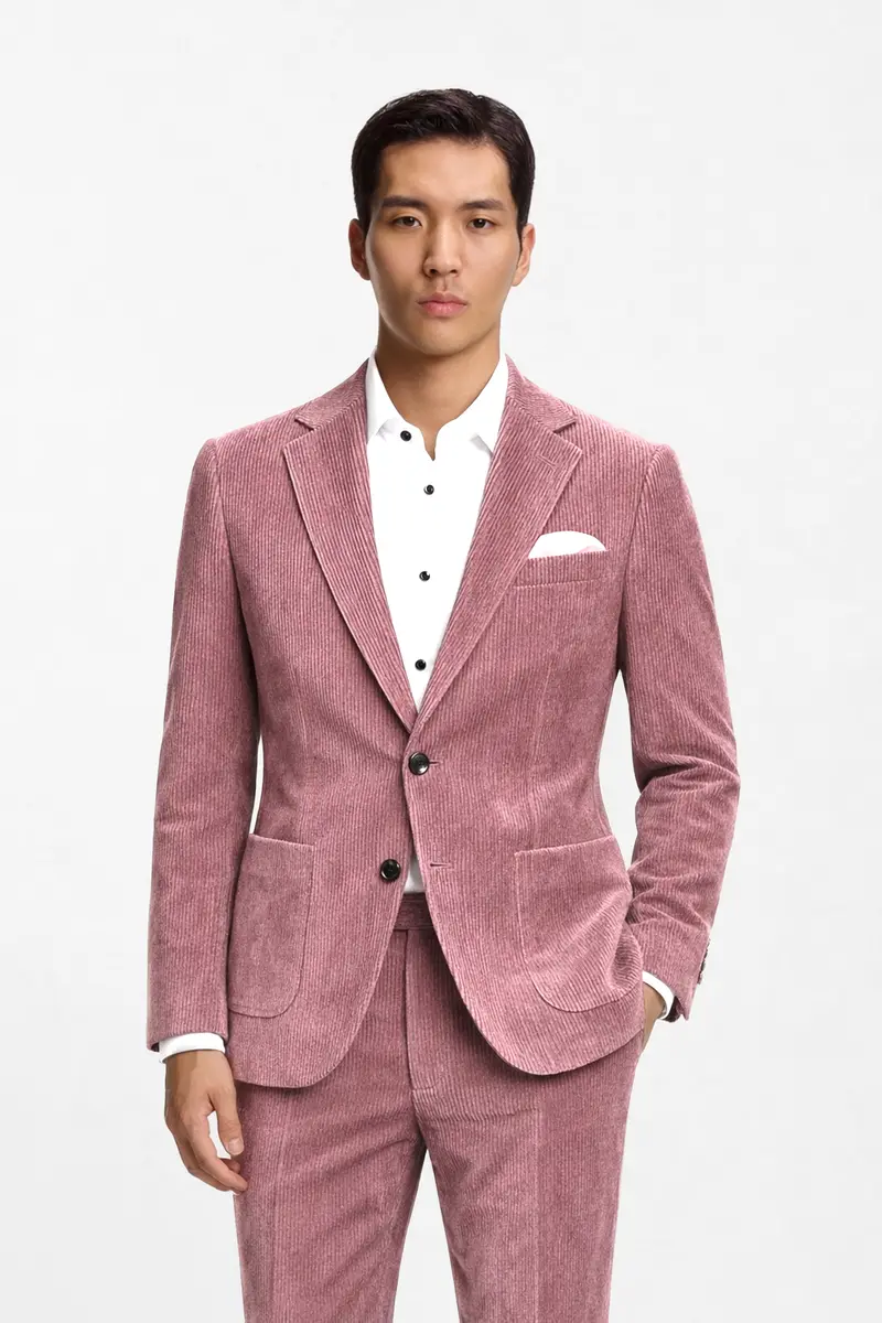 Petalux-Oriental Pink Corduroy Premium Single Breasted Sports Blazer 4