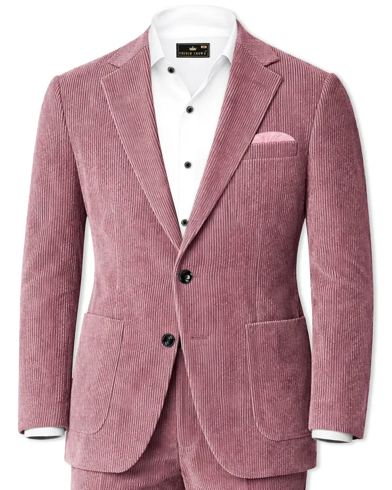 Petalux-Oriental Pink Corduroy Premium Single Breasted Sports Suit 1