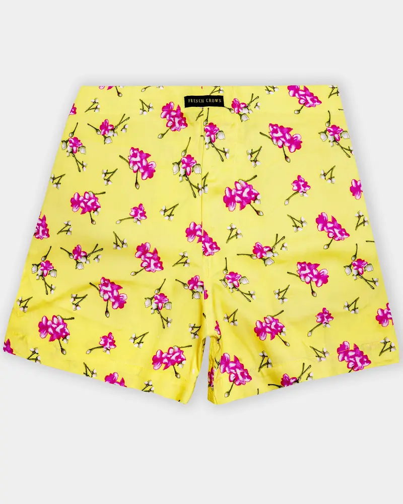 Petalyn-Arylide Yellow And Mulberry Pink Floral Printed Premium Cotton Boxer 1