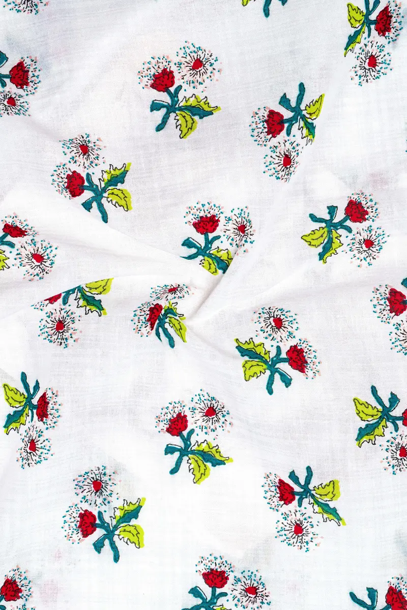 Petite Petals-Bright White Ditsy Printed Lightweight Premium Cotton Casual Shirt 3