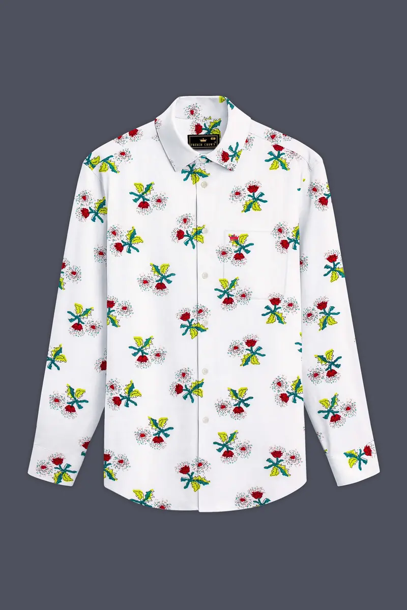 Petite Petals-Bright White Ditsy Printed Lightweight Premium Cotton Casual Shirt 6