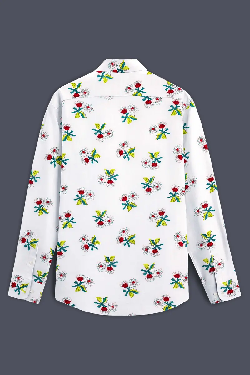 Petite Petals-Bright White Ditsy Printed Lightweight Premium Cotton Casual Shirt 7