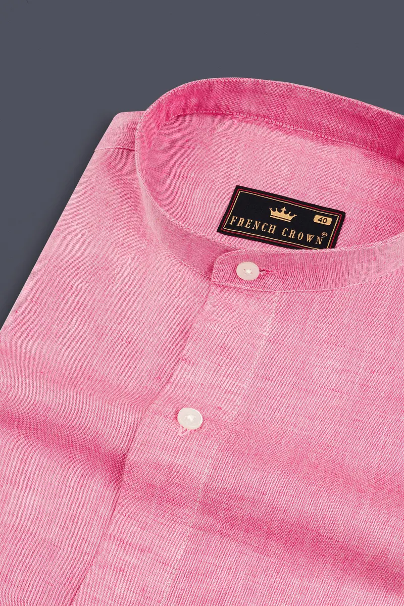 Petite Pink Luxurious Linen Shirt 1