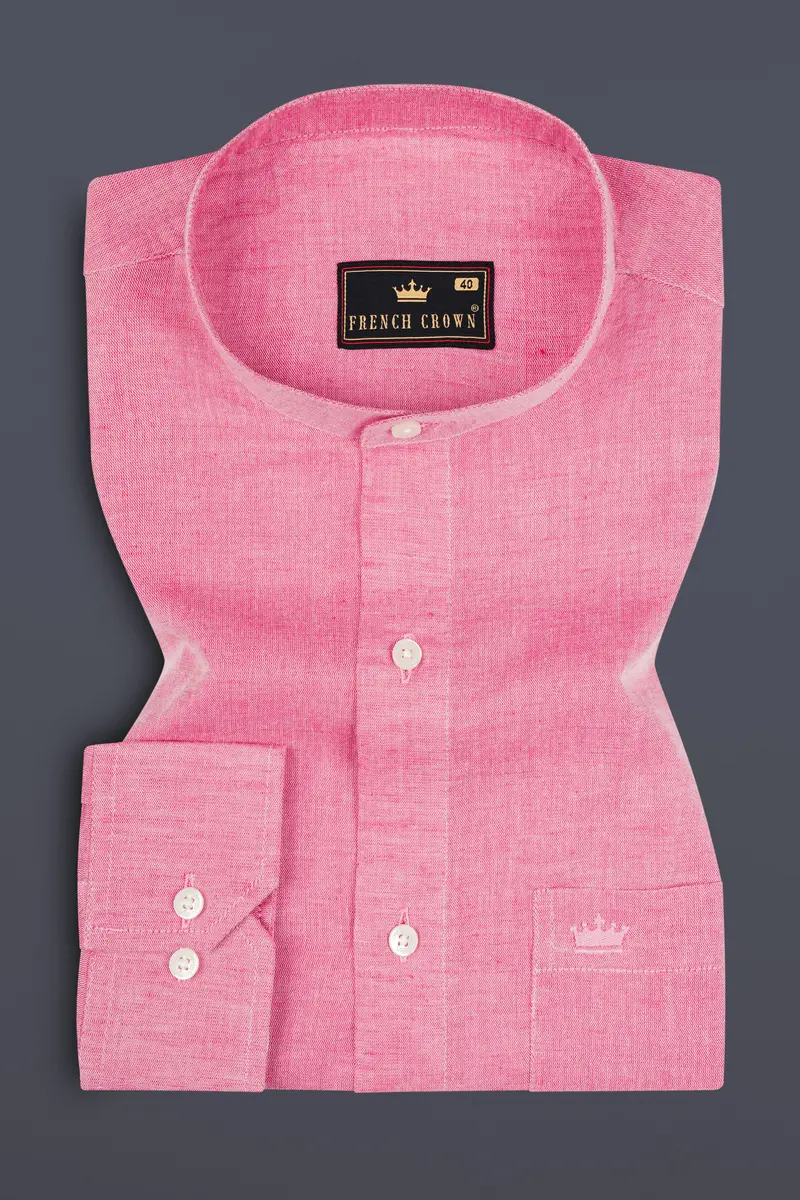Petite Pink Luxurious Linen Shirt 3