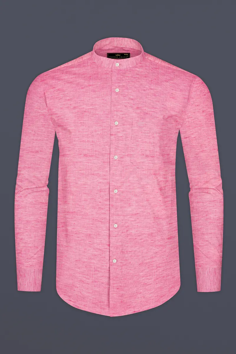 Petite Pink Luxurious Linen Shirt 4