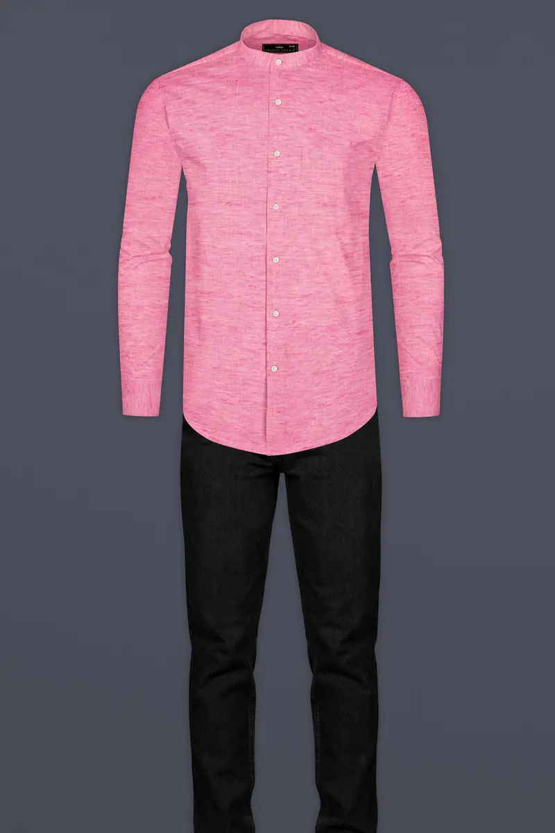 Petite Pink Luxurious Linen Shirt 6