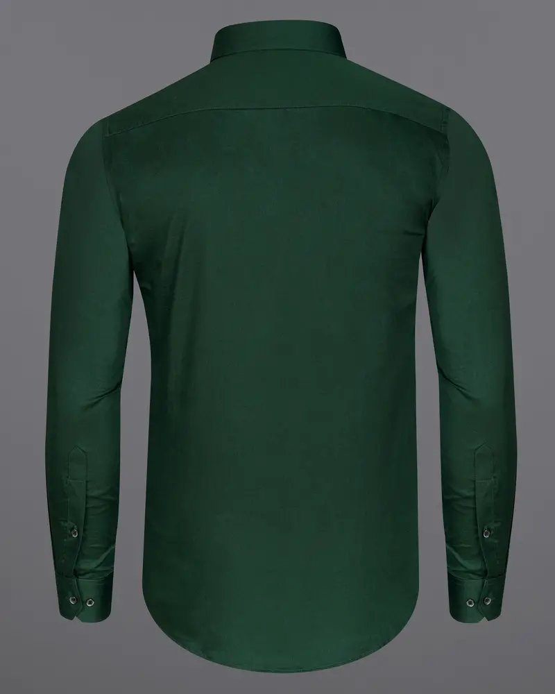 Phthalo Dark Green Subtle Sheen Snake Pleated Super Soft Premium Cotton Tuxedo Shirt 7
