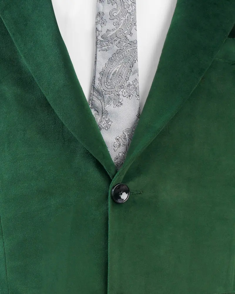 Phthalo Green Single Breasted Velvet Blazer 4