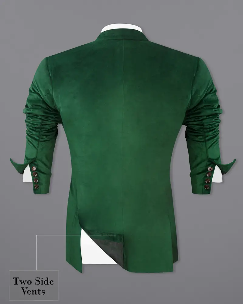 Phthalo Green Single Breasted Velvet Blazer 8