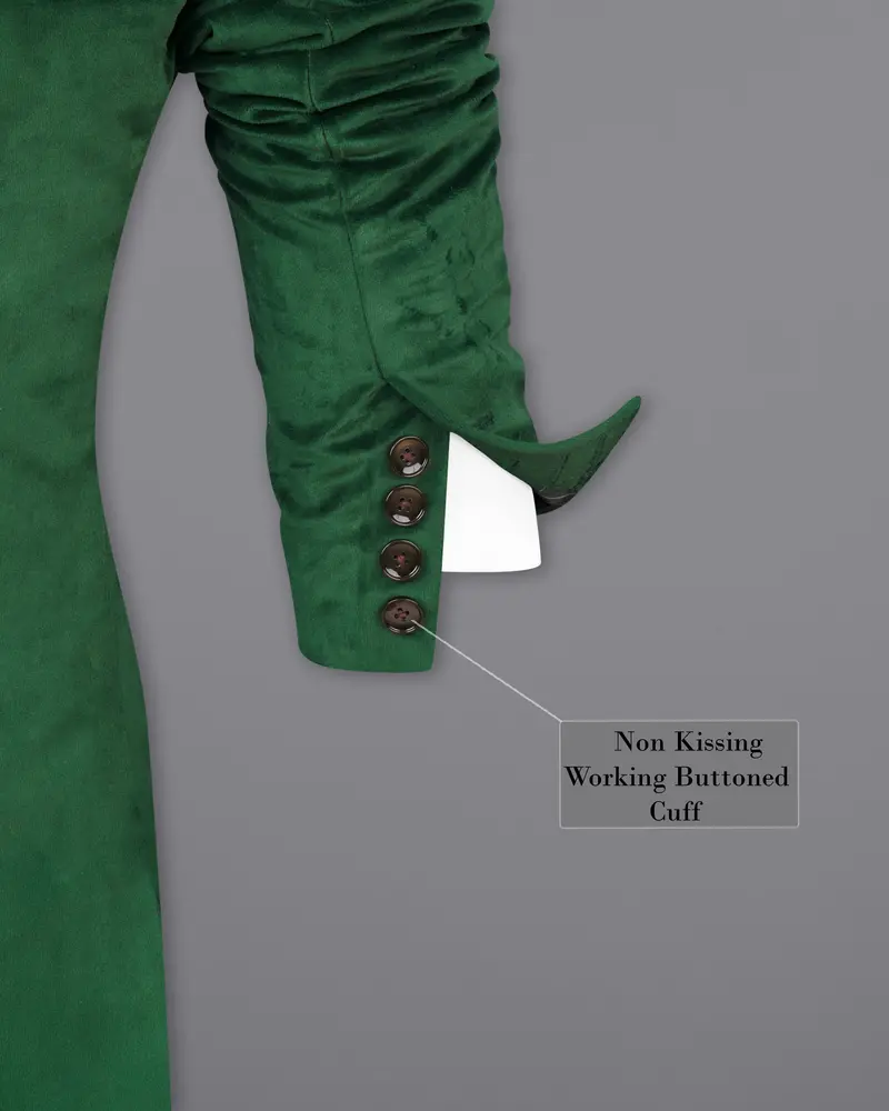Phthalo Green Single Breasted Velvet Blazer 9