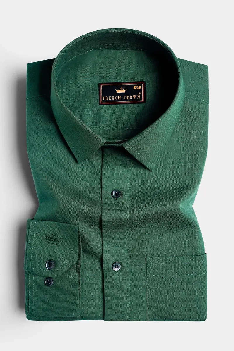 Phthalo Green Subtle Sheen Super Soft Premium Cotton Shirt 4