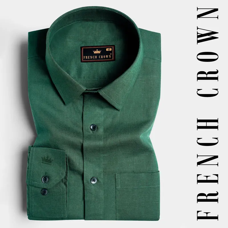 Phthalo Green Subtle Sheen Super Soft Premium Cotton Shirt 5