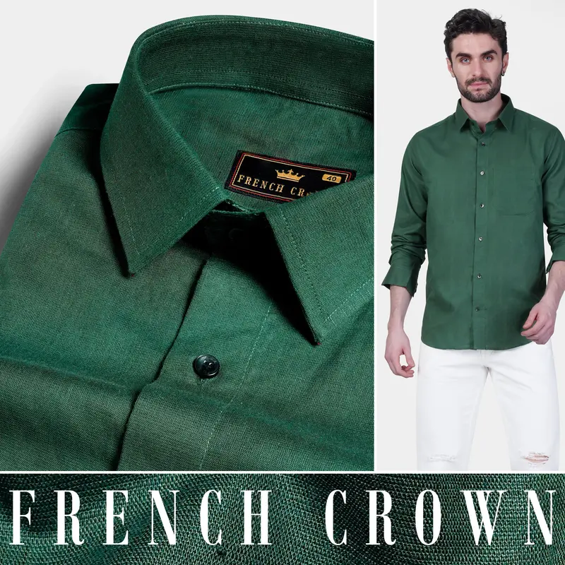 Phthalo Green Subtle Sheen Super Soft Premium Cotton Shirt 8