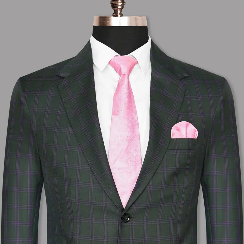 Phthalo Green Windowpane Wool Blend Blazer 1