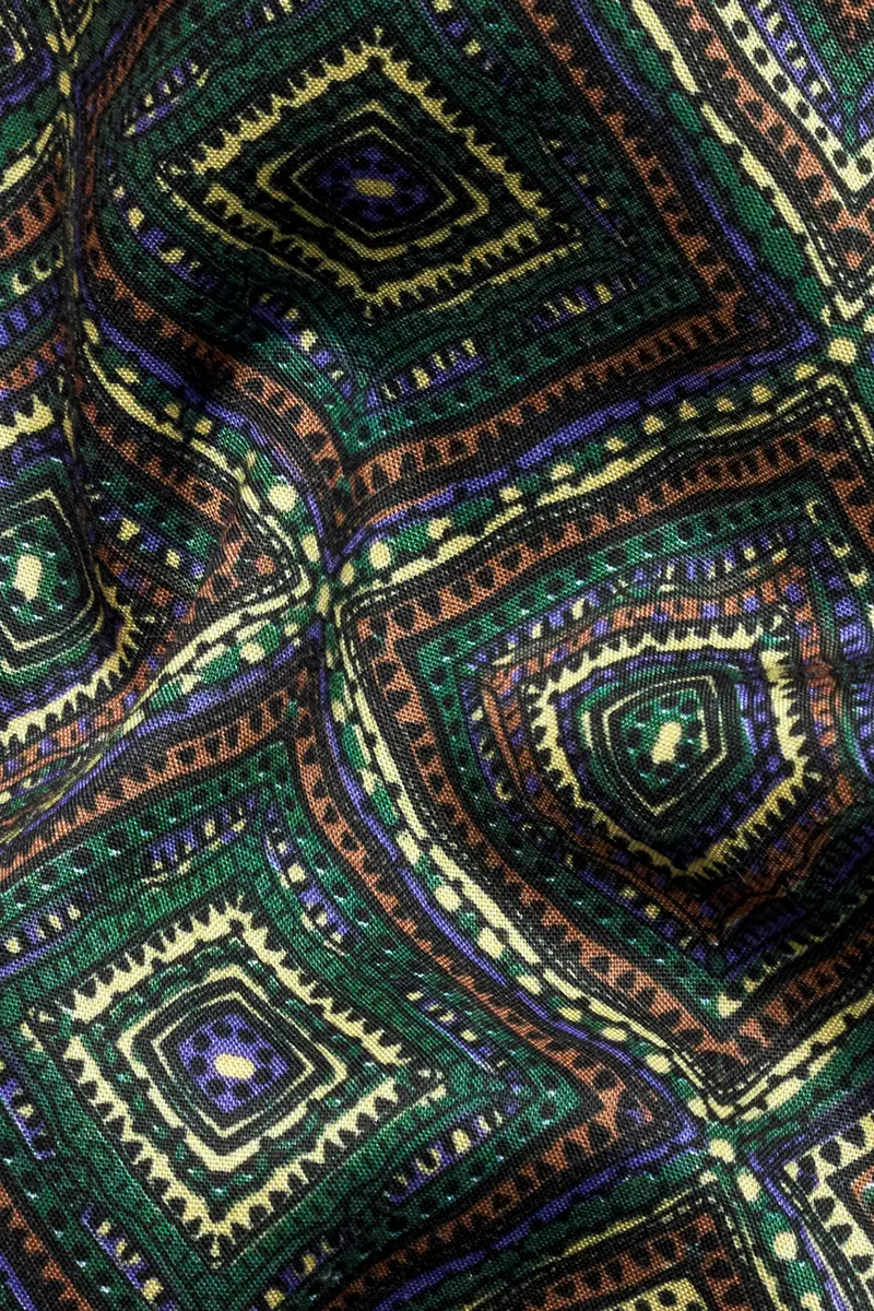 Phthalo Green With Russet Brown Multicolour Printed Premium Tencel Kurta Shirt 3