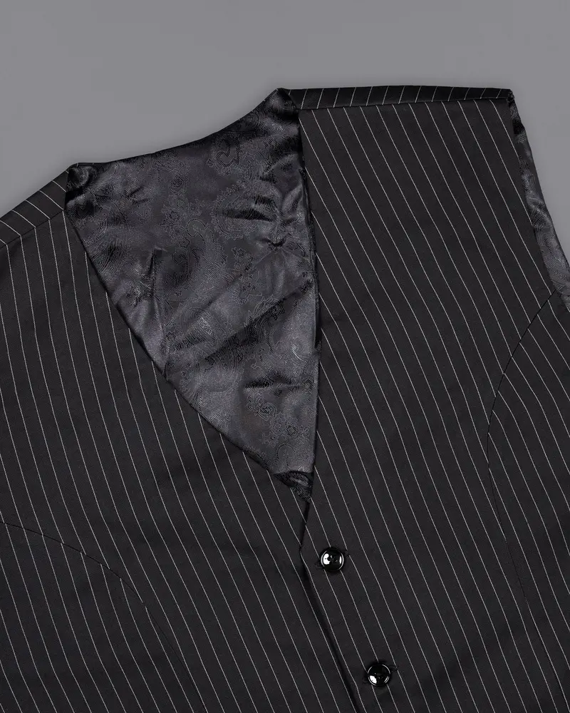 Piano Black Striped Woolrich Waistcoat 4