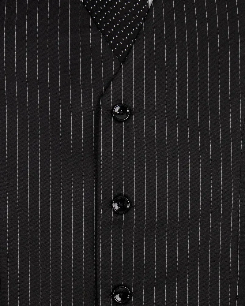 Piano Black Striped Woolrich Waistcoat 5