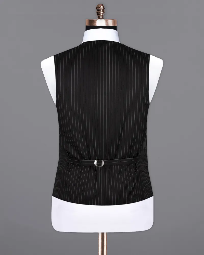 Piano Black Striped Woolrich Waistcoat 6