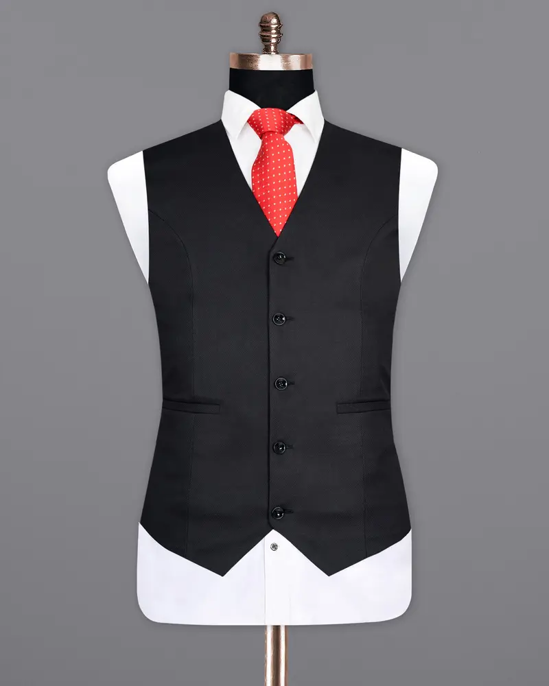 Piano Black Wool Rich Waistcoat 2