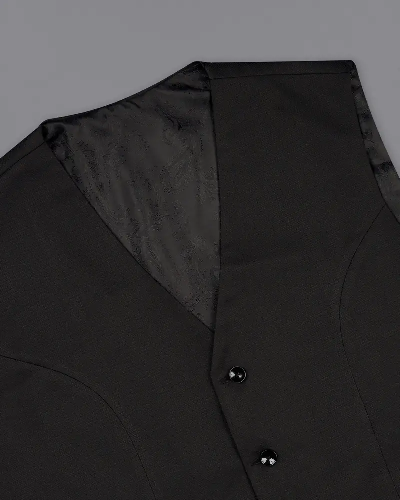Piano Black Wool Rich Waistcoat 4