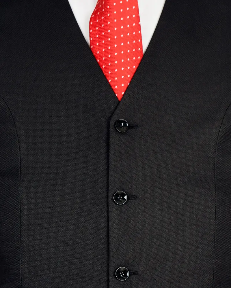 Piano Black Wool Rich Waistcoat 5
