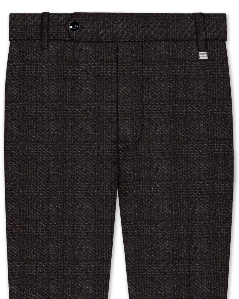 Piano Brown Plaid Tweed Pant 1