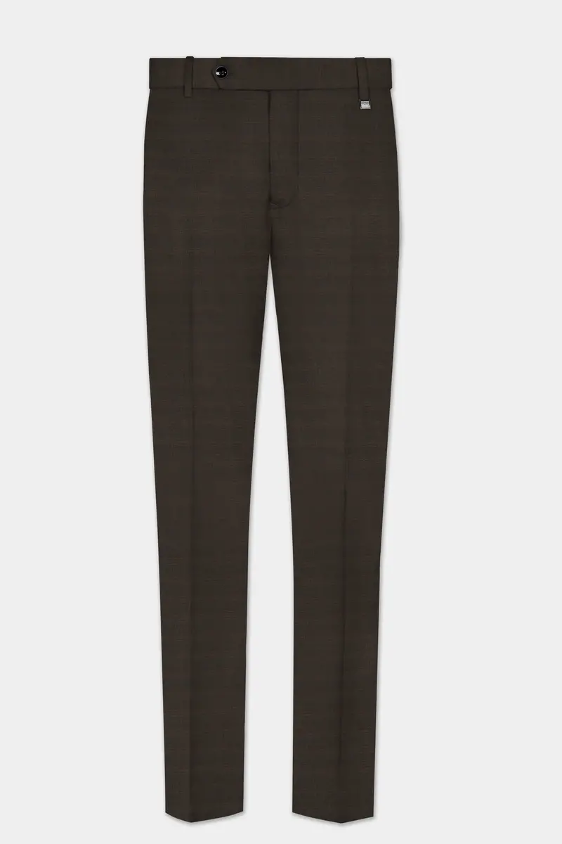 Piano Brown Textured Wool Rich Pant 2
