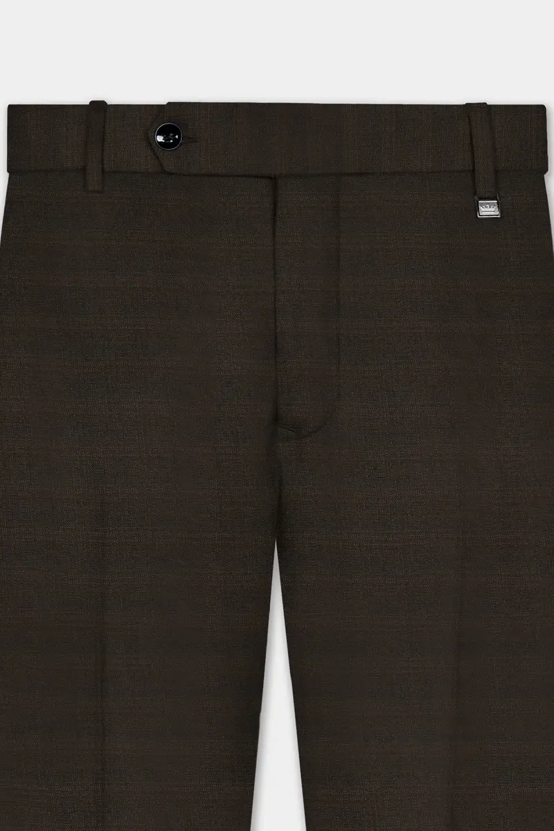 Piano Brown Textured Wool Rich Pant 4