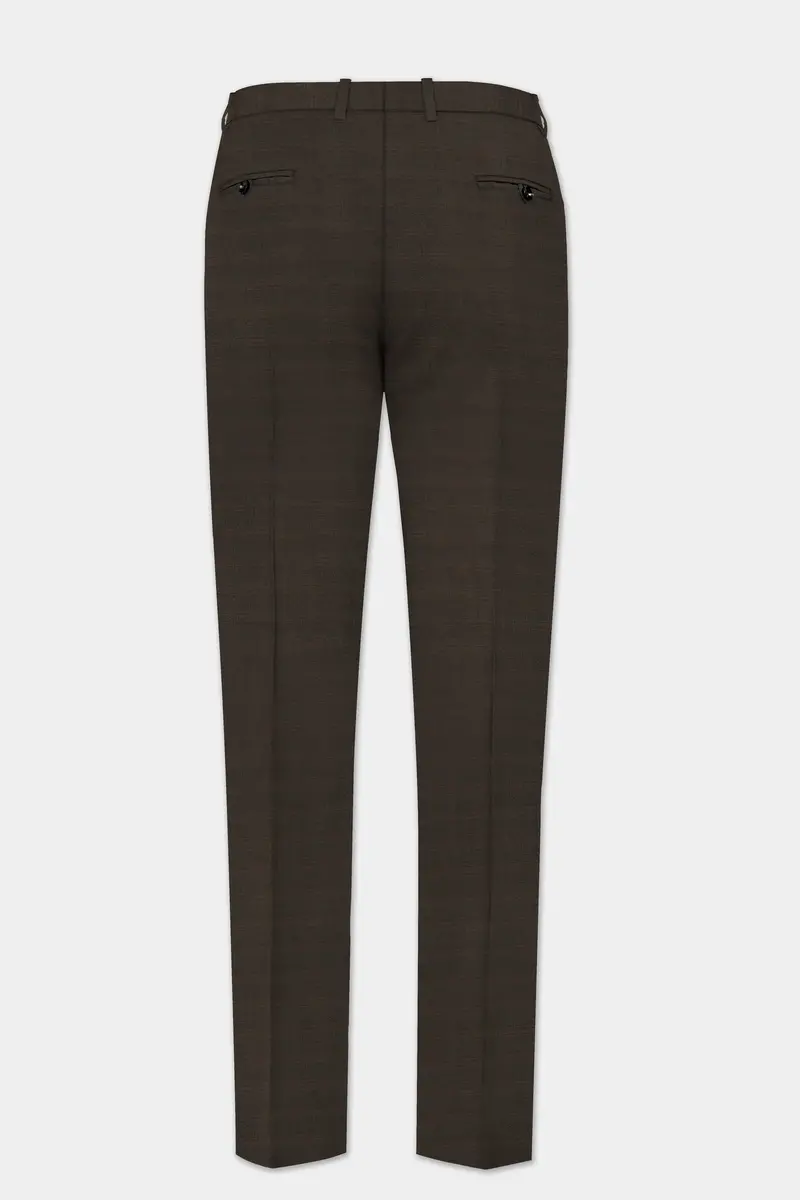 Piano Brown Textured Wool Rich Pant 5