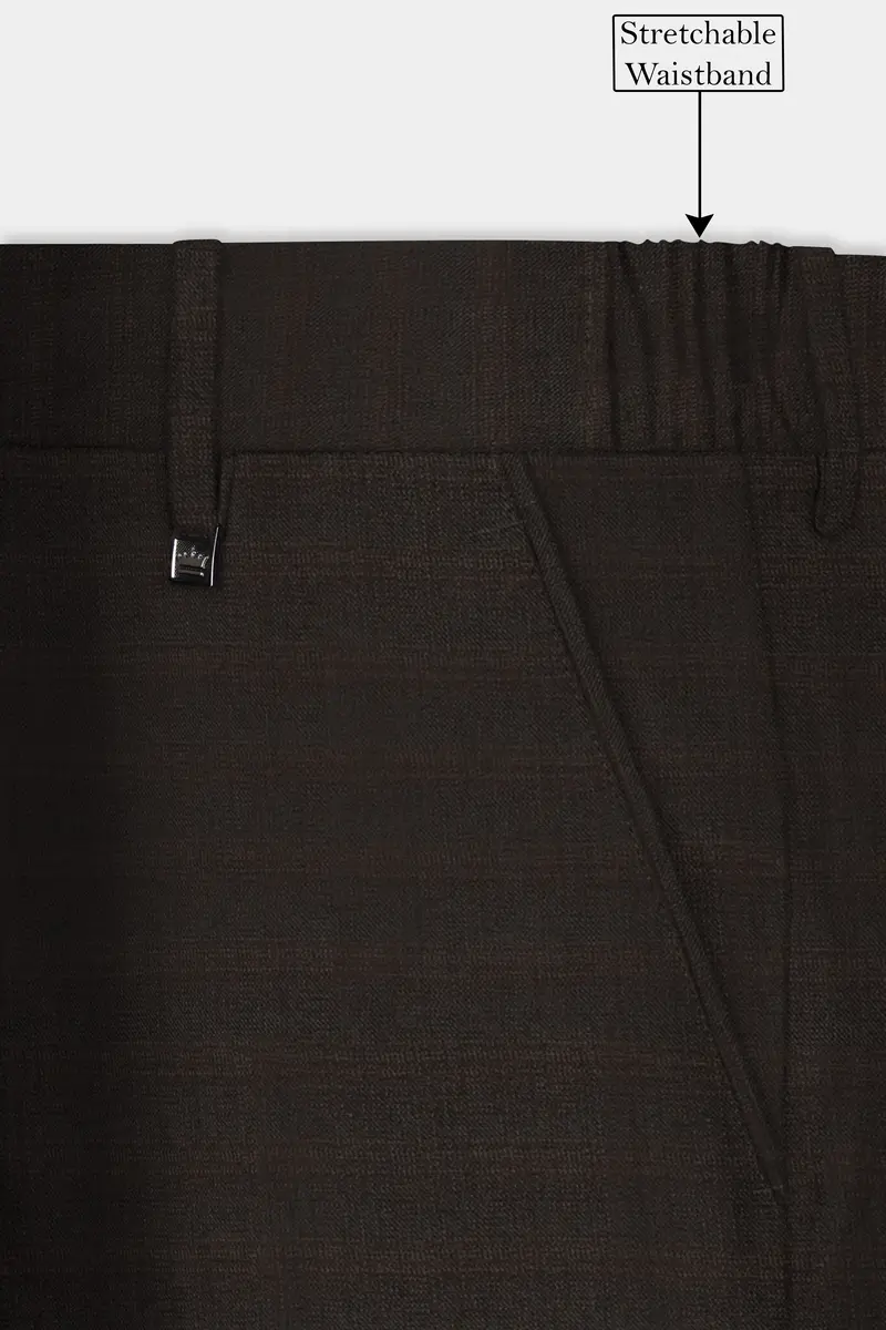 Piano Brown Textured Wool Rich Pant 6