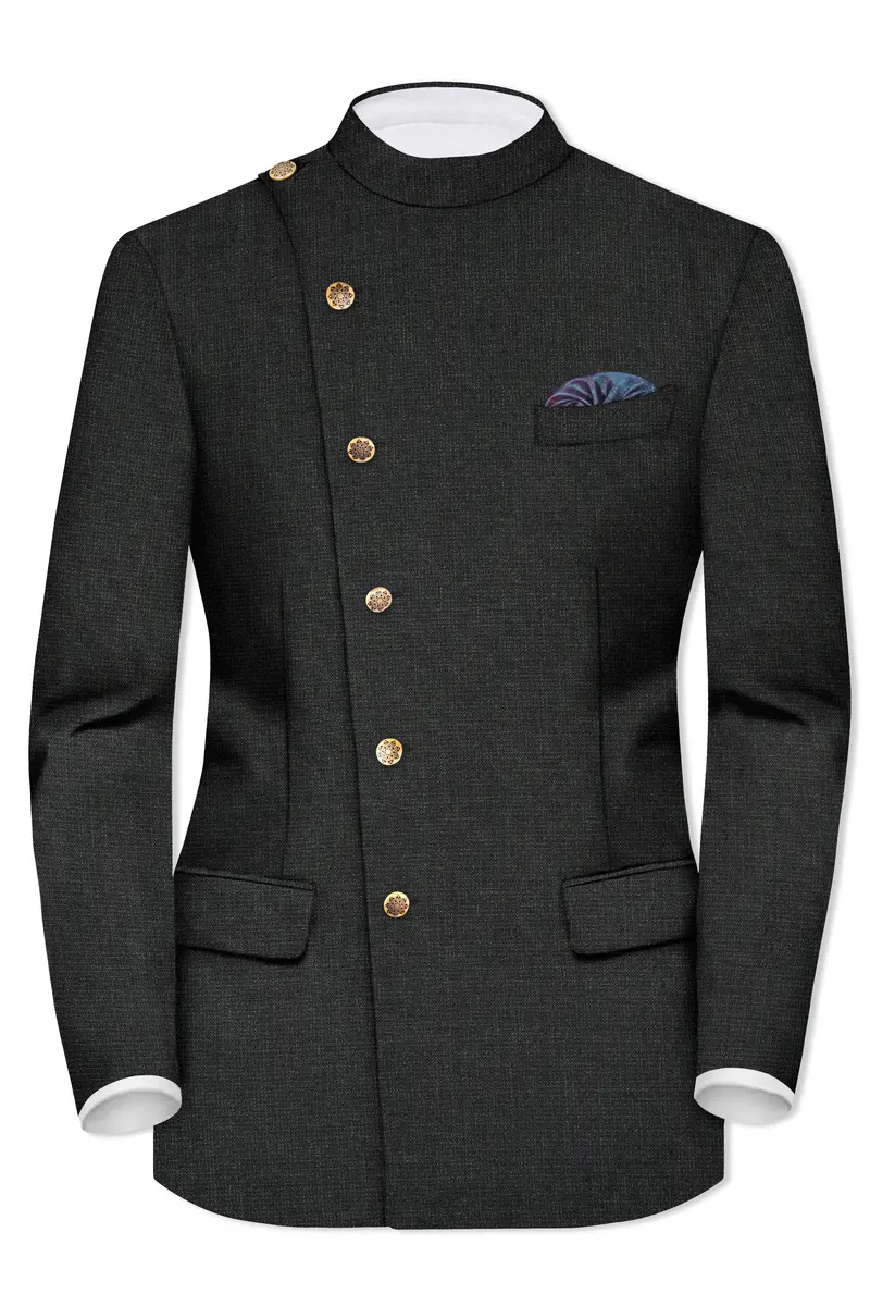 Piano Gray Cross Placket Bandhgala Blazer 2