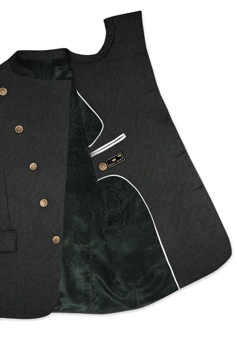 Piano Gray Cross Placket Bandhgala Blazer 4