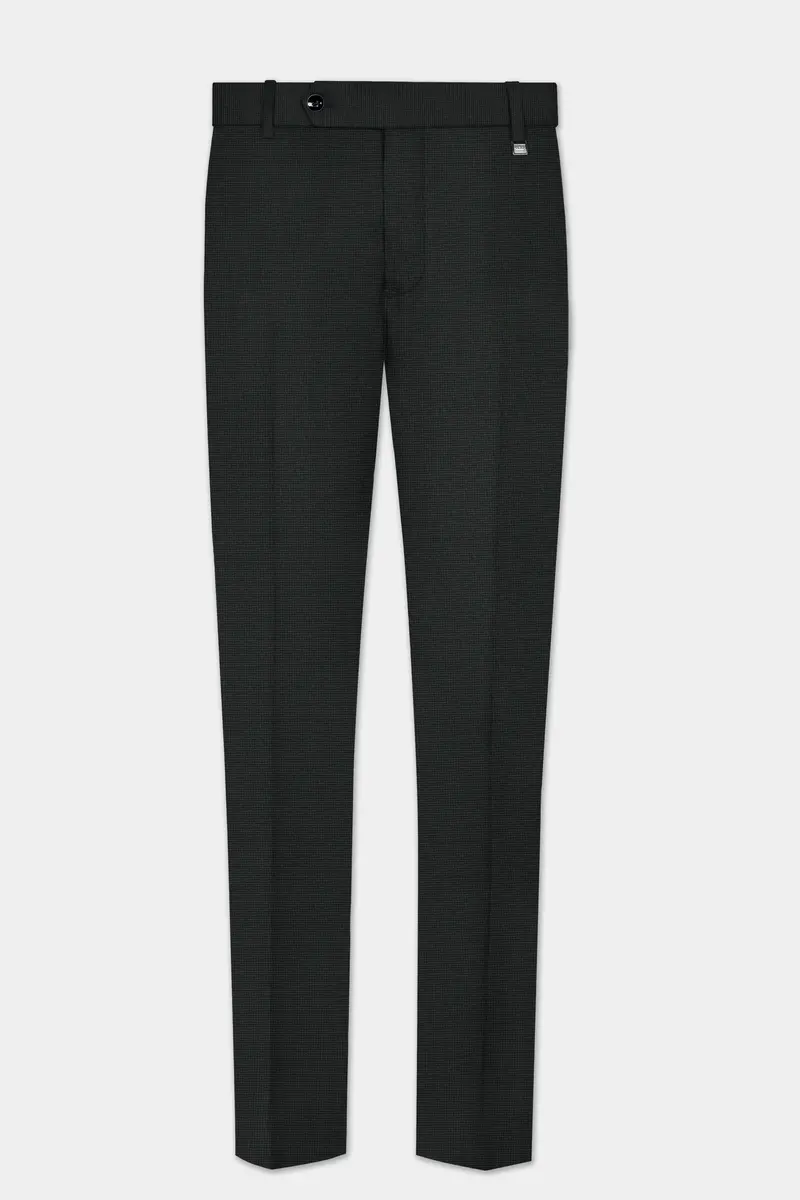 Piano Gray Houndstooth Textured Wool Rich Cross Placket Bandhgala Suit 12