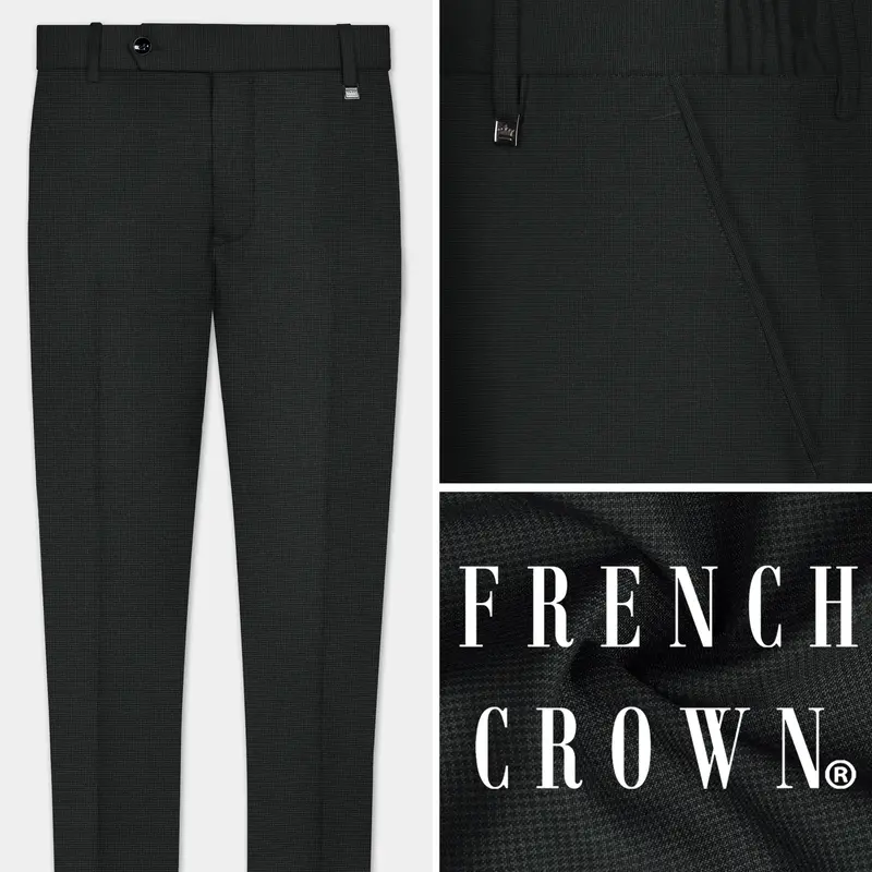 Piano Gray Houndstooth Textured Wool Rich Pant 1