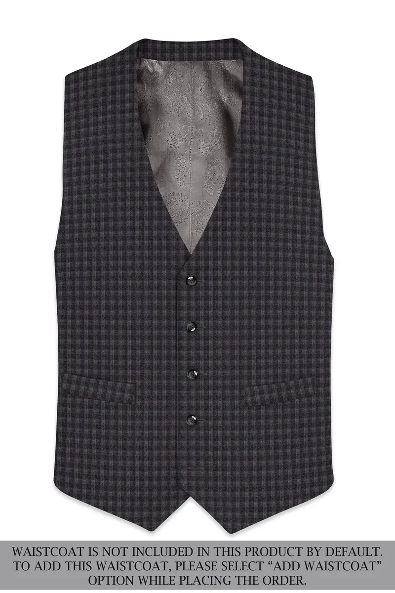 Piano Gray Plaid Wool Blend Double Breasted Suit 16