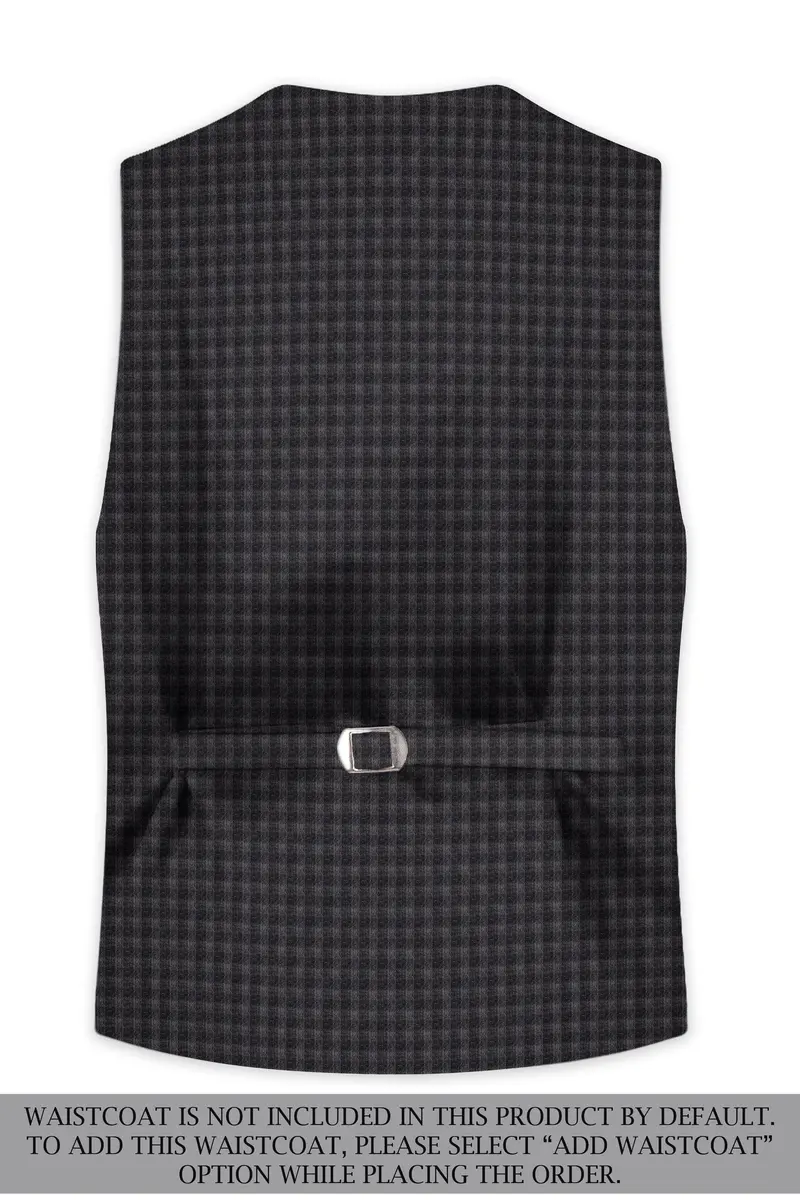 Piano Gray Plaid Wool Blend Double Breasted Suit 17