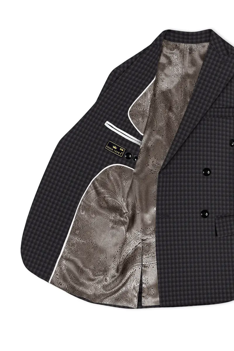 Piano Gray Plaid Wool Blend Double Breasted Suit 6