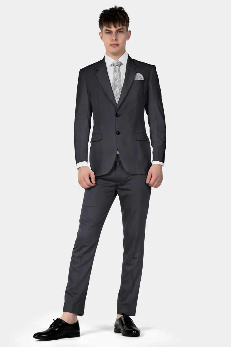 Piano Gray Wool Blend Single Breasted Blazer 11