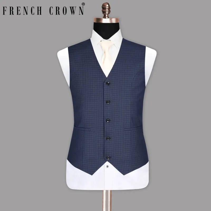 Pickle Bluewood Micro Windowpane Waistcoat 1