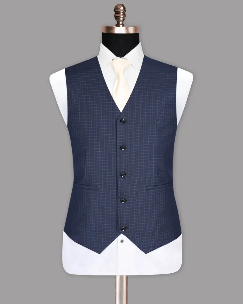 Pickle Bluewood Micro Windowpane Waistcoat 2
