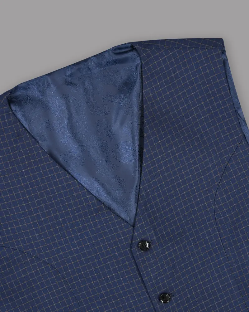 Pickle Bluewood Micro Windowpane Waistcoat 4