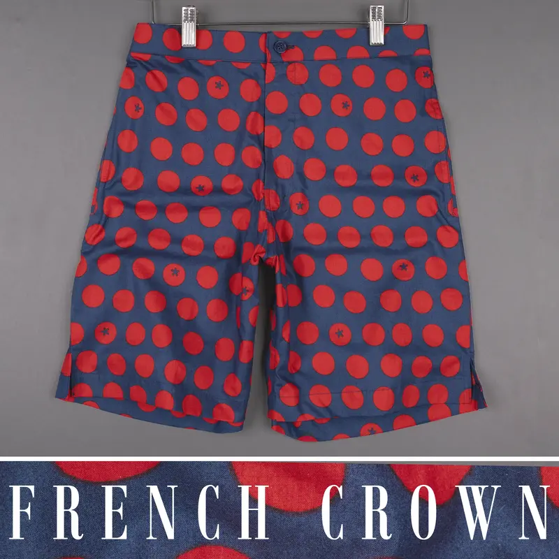 Pickled Blue Polka Printed Premium Cotton Shorts 1
