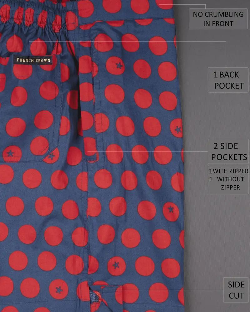 Pickled Blue Polka Printed Premium Cotton Shorts 6