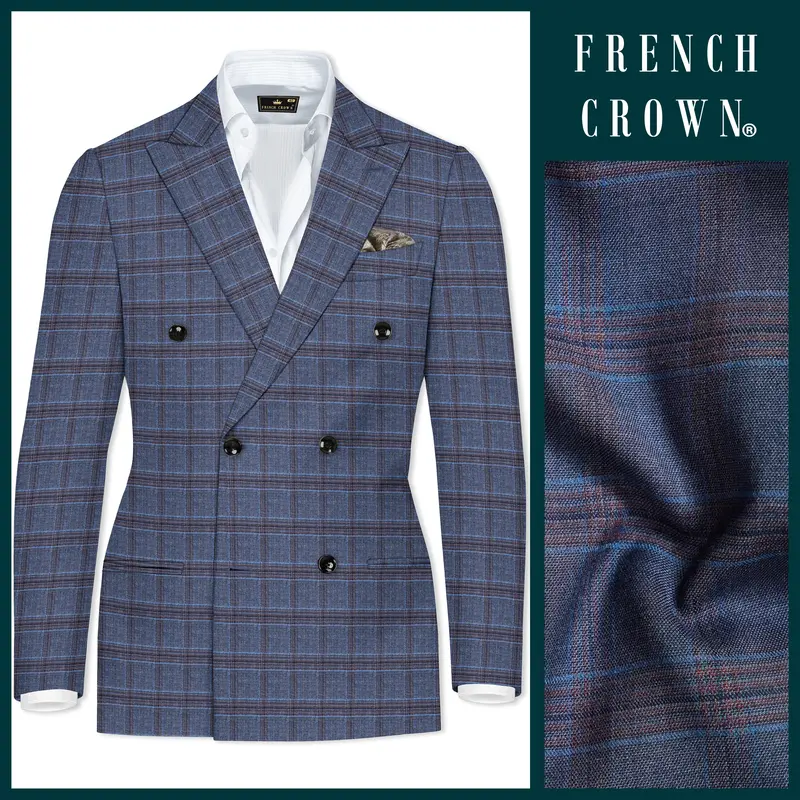 Pickled Bluewood Super Fine Checkered Double Breasted Woolrich Blazer 1
