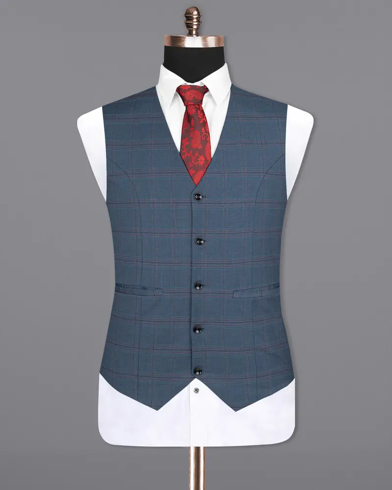 Pickled Bluewood Super Fine Checkered Woolrich Waistcoat 2
