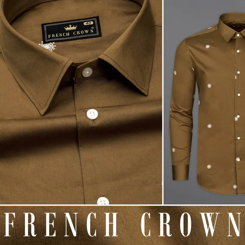 Pickled Brown Embroidered Super Soft Premium Cotton Shirt 1