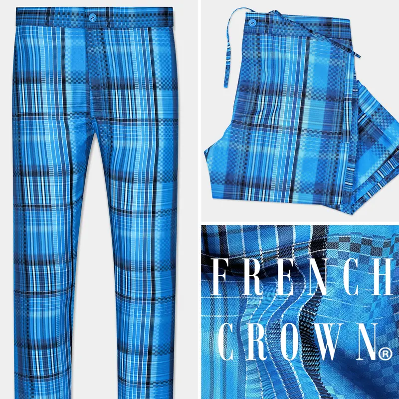 Pictoh Blue Jacquard Textured Premium Cotton Lounge Pant 1