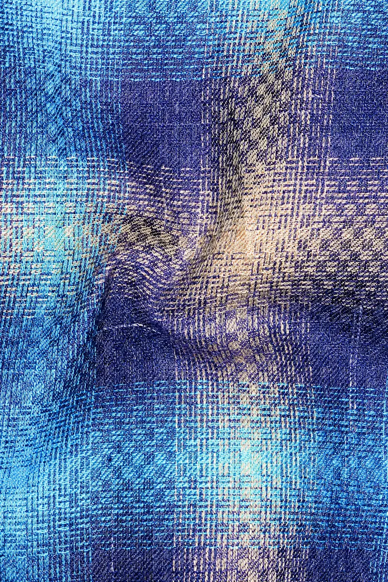 Picton Sky Blue Multicolour Block Pattern Dobby Premium Giza Cotton Designer Shirt 3