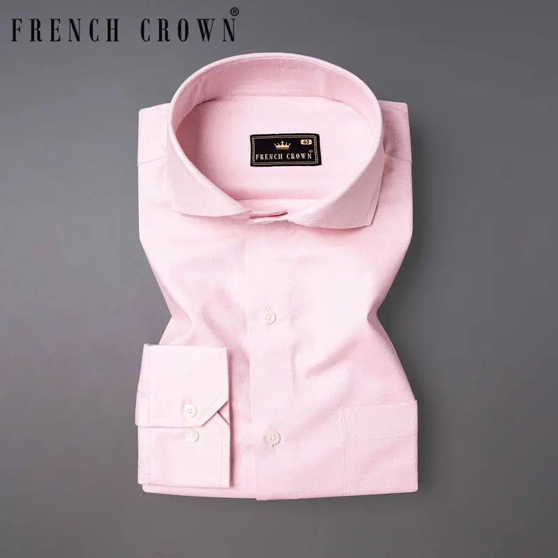 Pig Pink Dobby Textured Premium Giza Cotton Shirt 1