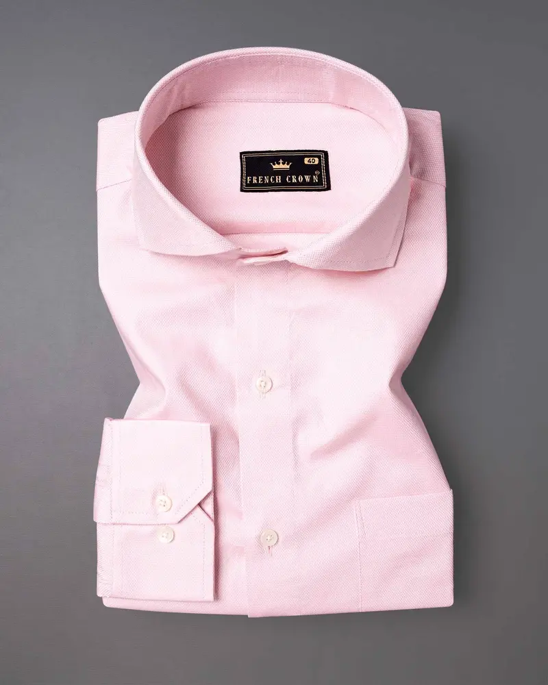 Pig Pink Dobby Textured Premium Giza Cotton Shirt 4
